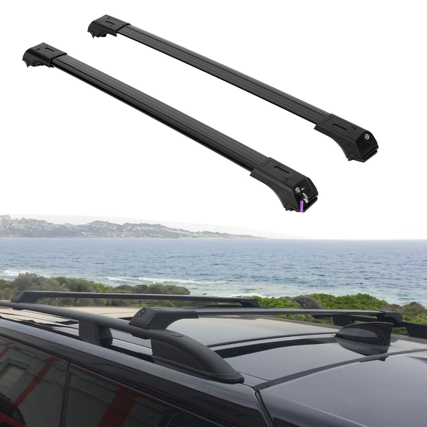 Roof Rack Cross Bars for Honda Pilot 2023 Onwards Lockable Roof Bars 2 Pcs Black