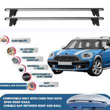 Lockable Roof Rack Cross Bars for Mini Countryman 2017-2023 | Heavy Duty Rail Carrier 2 Pcs Grey