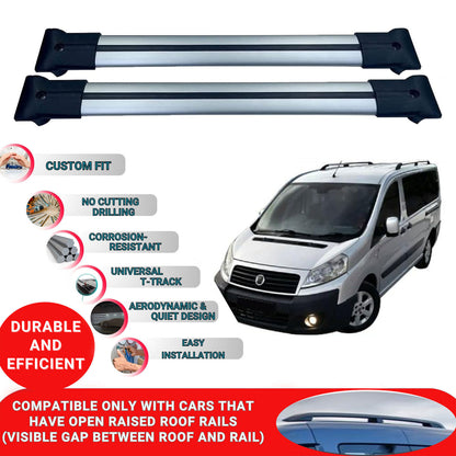 Roof Racks Cross Bars For Fiat Scudo Van 2006-2016 2 Pcs Grey