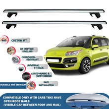 Roof Rack Cross Bars for Citroen C3 Picasso 2009-2012 Rail Carrier for Roof Tents 2 Pcs Grey