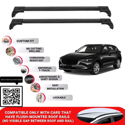 Roof Bars for Mazda Cx-9 2016+ Lockable Roof Rack Cross Bars 2 Pcs Black