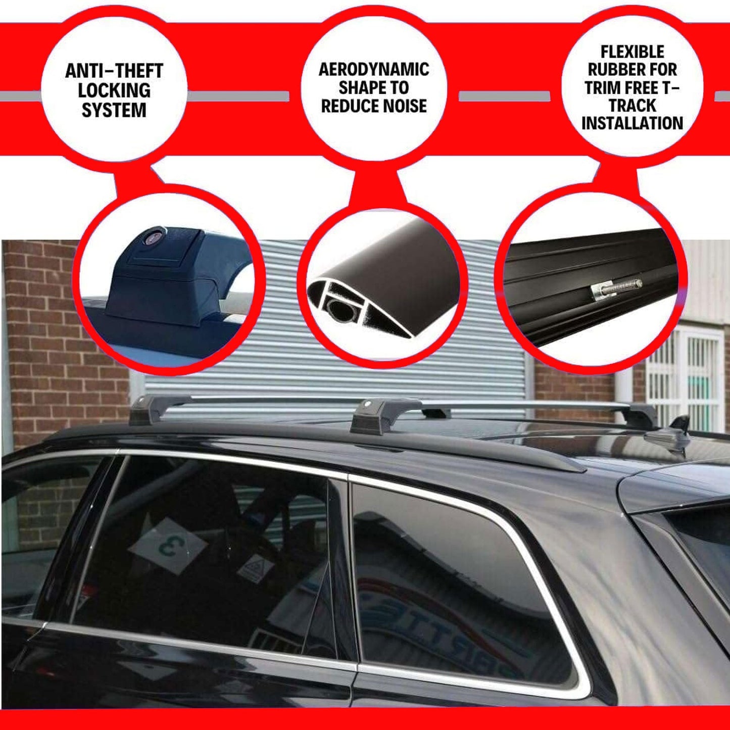 Car Roof Bars for Audi Q7 2016-2025 Lockable Roof Rack Cross Bars 2 Pcs Black