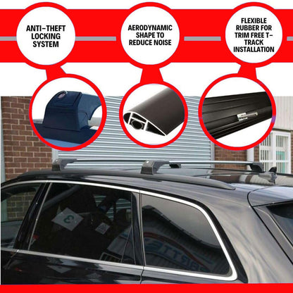 Car Roof Bars for Audi Q7 2016-2025 Lockable Roof Rack Cross Bars 2 Pcs Black