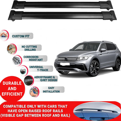 Roof Rack Cross Bars for Vw Tiguan R-Line 5N Suv 2020+ Roof Bars 2 Pcs Black