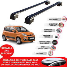 Roof Bars Rack for Fiat Panda (319) 2012-2022 Lockable Rail Carrier 2 Pcs Black