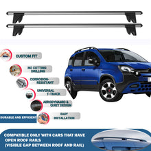 Lockable Roof Rack Cross Bars for Fiat Panda City Cross 2011-2023 | Heavy Duty Rail Carrier 2 Pcs Grey