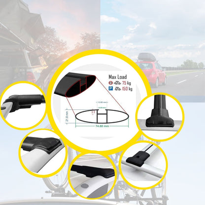 Roof Racks Cross Bars For Kia Sorento 2002-2009 2 Pcs Black