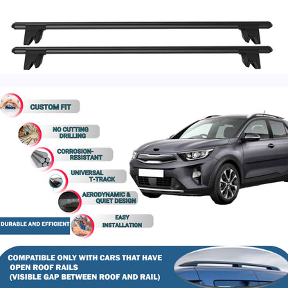 Lockable Roof Rack Cross Bars for Kia Stonic 2017-2023 | Heavy Duty Rail Carrier 2 Pcs Black