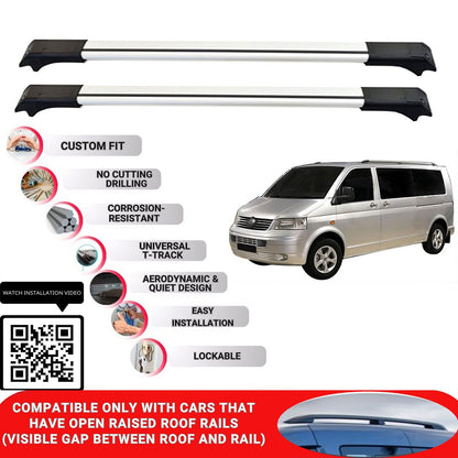 Roof Rack Cross Bars for Vw Caravelle(T5) 2003-2015 Lockable Roof Bars 2 Pcs Grey