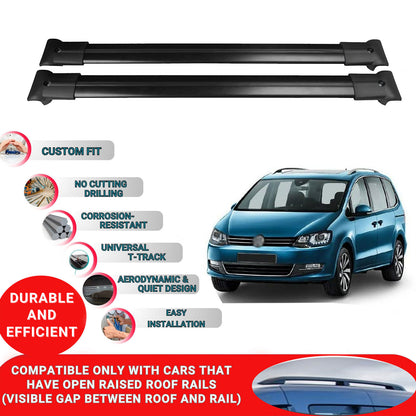 Roof Racks Cross Bars For Vw Sharan 2 2010-2022 2 Pcs Black