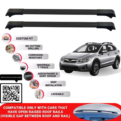 Roof Rack Cross Bars for Subaru Xv Crosstek 2013-2017 Lockable Roof Bar 2 Pcs Black