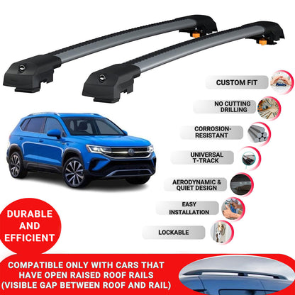 Roof Bar for Volkswagen Taos 2021+ Lockable Roof Rack Cross Bars 2 Pcs Grey