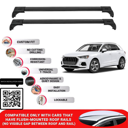 Roof Bars for Audi Q3 2011-2018 Lockable Roof Rack Cross Bars 2 Pcs Black