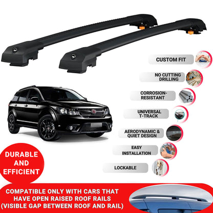Roof Bar for Fiat Freemont 2011-2015 Lockable Roof Rack Cross Bars 2 Pcs Black