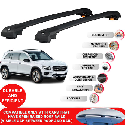 Roof Bar for Mercedes Glb-Class X247 2020 + Lockable Roof Rack Cross Bars 2 Pcs Black