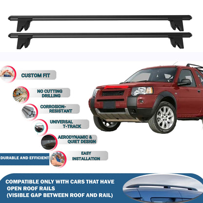 Lockable Roof Rack Cross Bars for Land Rover Freelander 1997-2007 | Heavy Duty Rail Carrier 2 Pcs Black