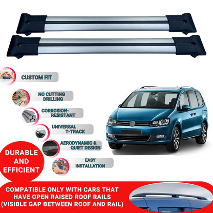 Roof Racks Cross Bars For Vw Sharan 2 2010-2022 2 Pcs Grey