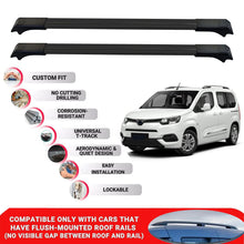 2X Car Roof Rack Cross Barfor Toyota Proace City 2019+ Lockable Roof Bars Black