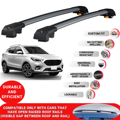Roof Bar for Mg Zs 2018-2024 Lockable Roof Rack Cross Bars 2 Pcs Grey