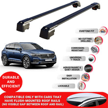 Roof Bars Rack for Volkswagen Touareg (CR) 2019+ Lockable Rail Carrier 2 Pcs Black