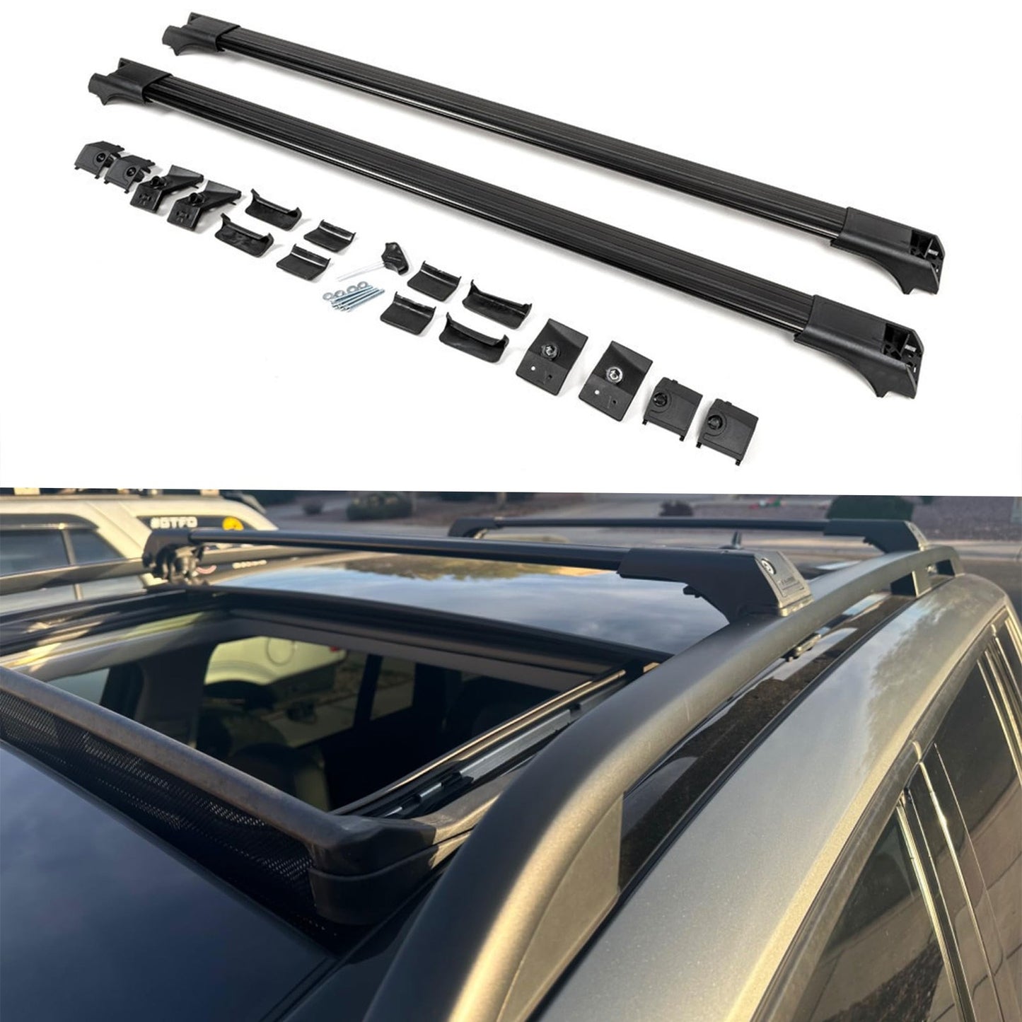 Roof Rack Cross Bars for Nissan Rogue 2014-2021 Lockable Roof Bars 2 Pcs Black