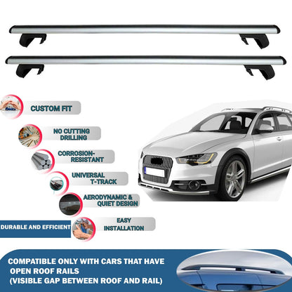 Roof Rack Cross Bars for Audi A6 Allroad Quattro C7 2012-2018 Rail Carrier for Roof Tents 2 Pcs Grey