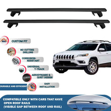Roof Rack Cross Bars for Jeep Cherokee KL 2014-2023 Rail Carrier for Roof Tents 2 Pcs Black