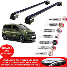 Roof Bars Rack for Peugeot Partner 2024+ Lockable Rail Carrier 2 Pcs Black