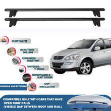 Lockable Roof Rack Cross Bars for Ssangyong Actyon 2006-2011 | Heavy Duty Rail Carrier 2 Pcs Black