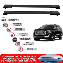 2X Car Roof Rack Cross Bars for Gmc Terrain 2018-2024 Lockable Roof Bars Black