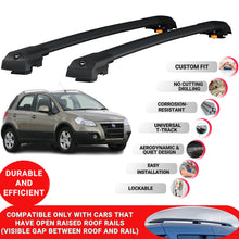 Roof Bar for Fiat Sedici 2006-2013 Lockable Roof Rack Cross Bars 2 Pcs Black