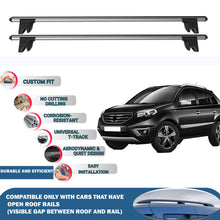 Lockable Roof Rack Cross Bars for Renault Koleos 2007-2016 | Heavy Duty Rail Carrier 2 Pcs Grey