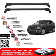 Roof Bars for Jaguar F-Pace 2016+ Lockable Roof Rack Cross Bars 2 Pcs Black