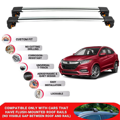 Premium Roof Bars For Honda Hrv 2015-2021+ Roof Rack Cross Bars Secure Grey