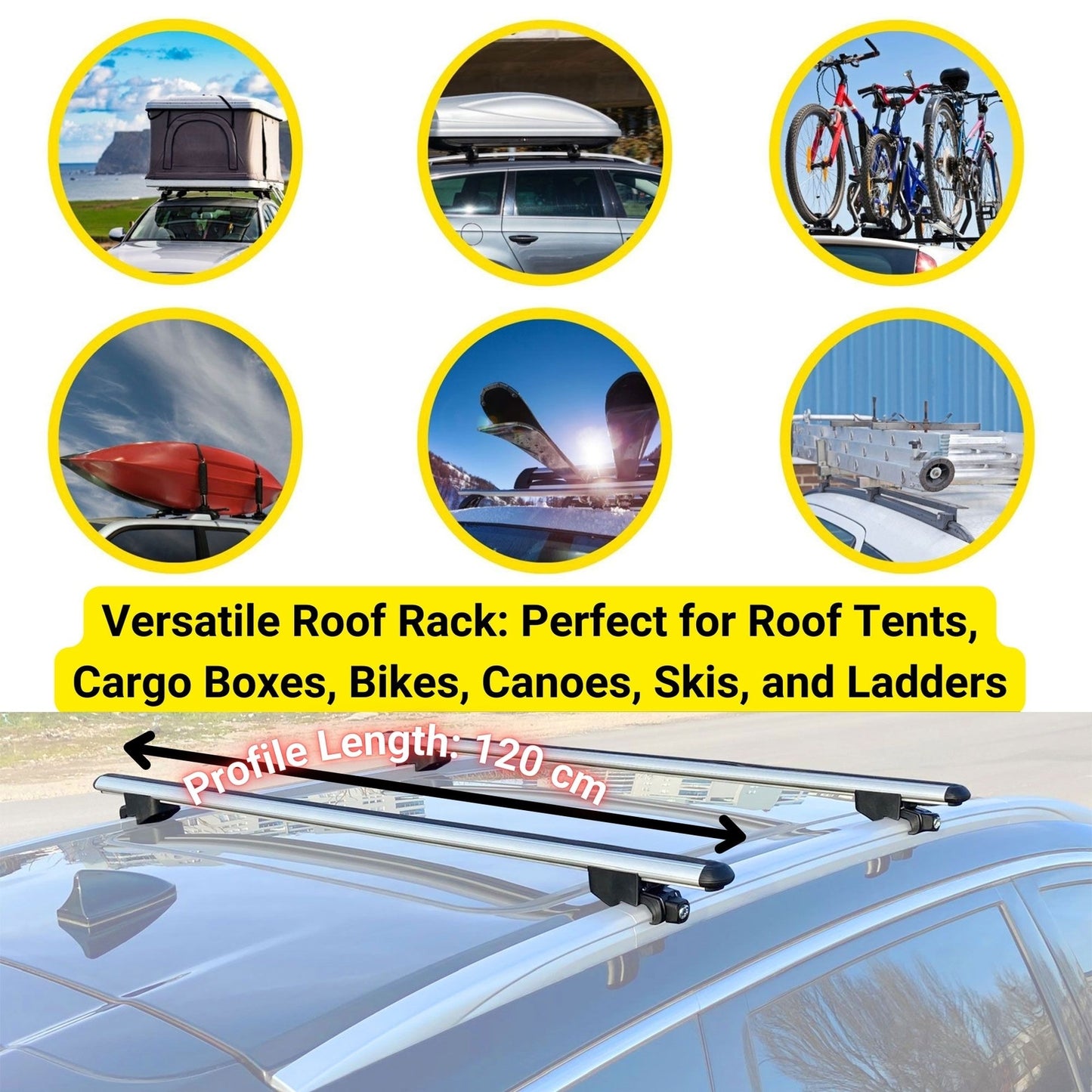 Roof Bars For Hyundai IX35 2010-2015 Roof Rack Cross Bars 2 Pcs Black