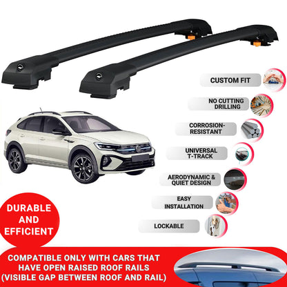 Roof Bar for Volkswagen Taigo 2021+ Lockable Roof Rack Cross Bars 2 Pcs Black