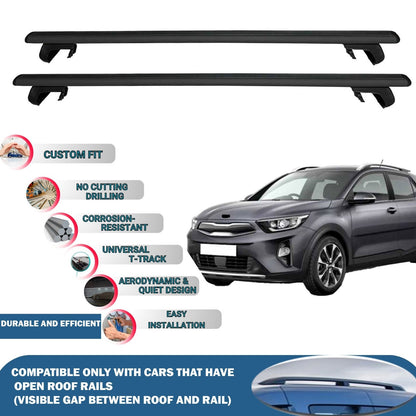 Roof Rack Cross Bars for Kia Stonic 2017-2023 Rail Carrier for Roof Tents 2 Pcs Black