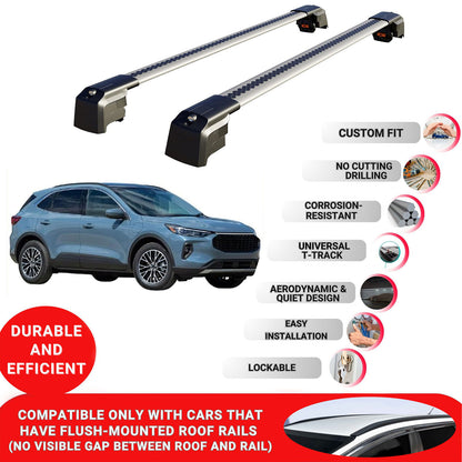 Roof Bars Rack for Ford Escape 2020+ Lockable Rail Carrier 2 Pcs Grey