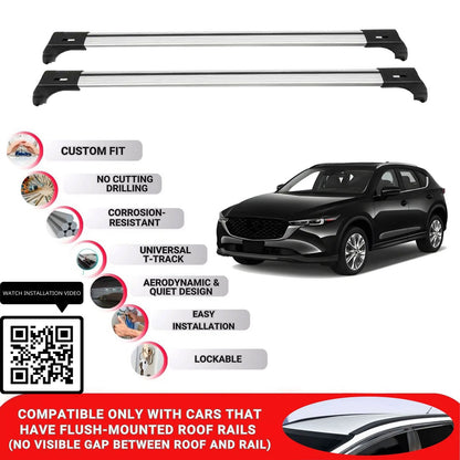 Roof Bars for Mazda Cx-9 2016+ Lockable Roof Rack Cross Bars 2 Pcs Grey