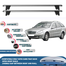Lockable Roof Rack Cross Bars for Mercedes C Class S203 SW 2000-2007 | Heavy Duty Rail Carrier 2 Pcs Black