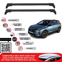 Roof Bars for Peugeot 5008 2024+ Lockable Roof Rack Cross Bars 2 Pcs Black