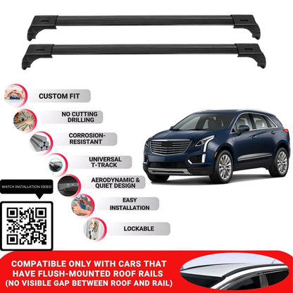 Roof Bars for Cadillac Xt5 2016+ Lockable Roof Rack Cross Bars 2 Pcs Black