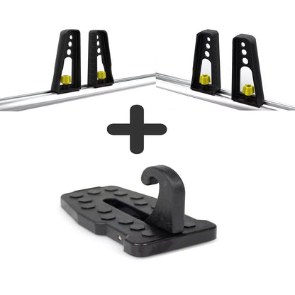 Roof Bar Ladder Rack Set T-Track Compatible + Car Door Step – Supports 125kg