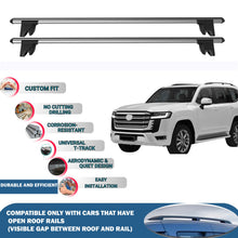 Lockable Roof Rack Cross Bars for Toyota Land Cruiser 2021-2024 | Heavy Duty Rail Carrier 2 Pcs Grey