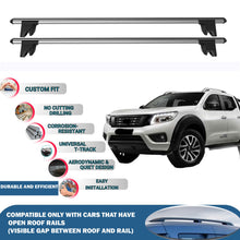 Lockable Roof Rack Cross Bars for Nissan Navara 2010-2023 | Heavy Duty Rail Carrier 2 Pcs Grey