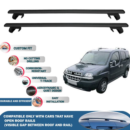 Roof Rack Cross Bars for Fiat Doblo 2000-2009 Rail Carrier for Roof Tents 2 Pcs Black