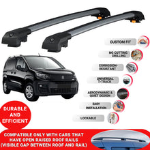 Roof Bar for Peugeot Partner 2019-2024 Lockable Roof Rack Cross Bars 2 Pcs Grey