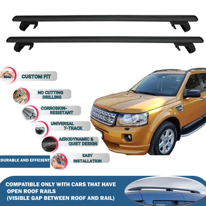Roof Rack Cross Bars for Land Rover Freelander 2 2007-2014 Rail Carrier for Roof Tents 2 Pcs Black