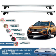 Roof Rack Cross Bars for Dacia Sandero/Stepway 2021-2023 Rail Carrier for Roof Tents 2 Pcs Grey