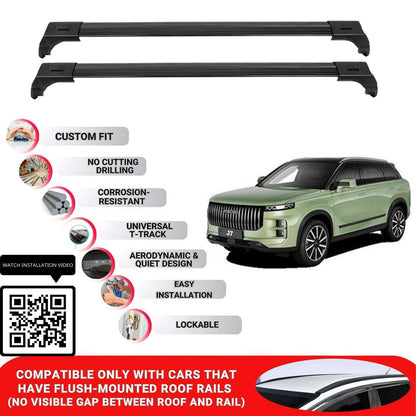 Roof Bars for Jaecoo 7 2023+ Lockable Roof Rack Cross Bars 2 Pcs Black